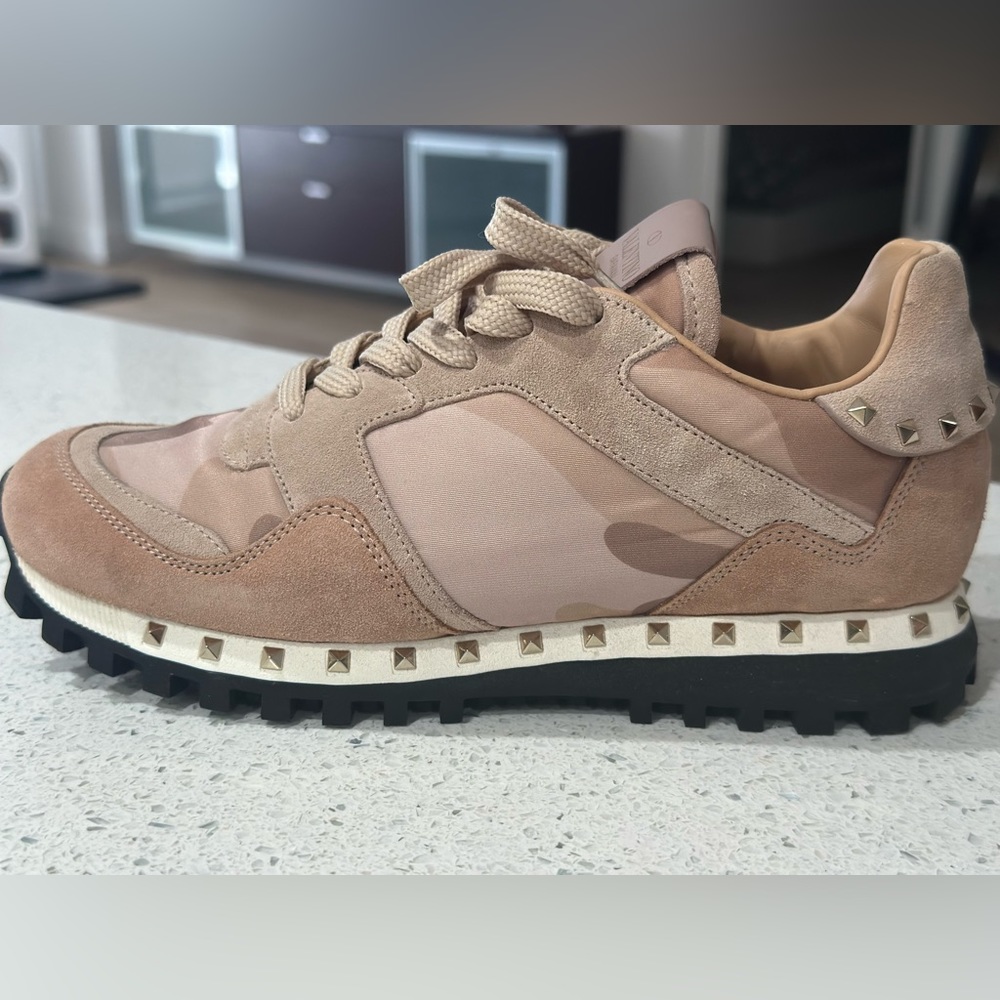 Valentino rockstud camo suede sneaker